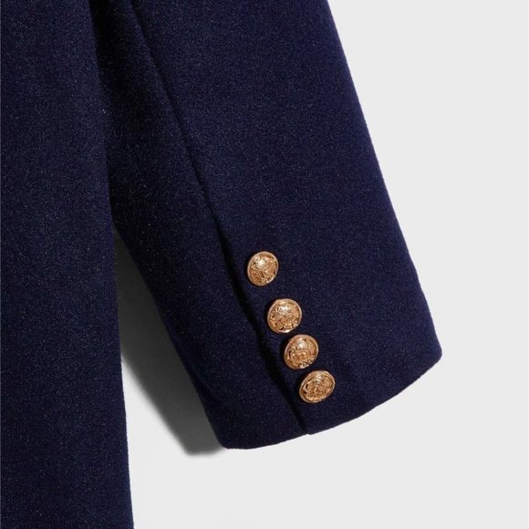 Casual Navy Blue Double Breasted Men's Overcoat - Picture 7 of 7